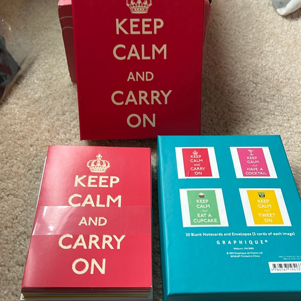GRAPHIQUE Keep Calm Blank Notecard and Envelopes Set, NEW